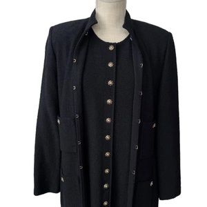 St. John Collection By Marie Black Knit Dress And Matching Sweater Size 10